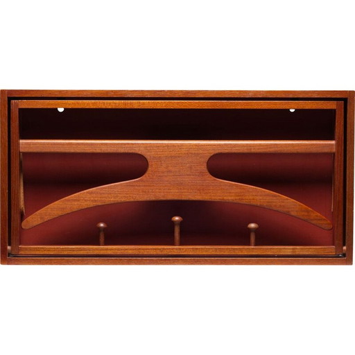 Vintage teak and lacquered wall safe by Adam Hoff and Paul Ostergaard for Virum Mobelsnidkeri, Denmark 1960