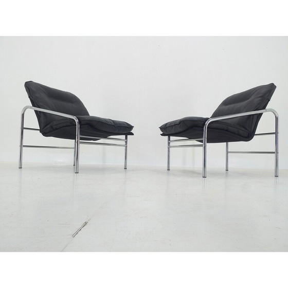 Image 1 of Pair of vintage black armchairs, Germany 1970