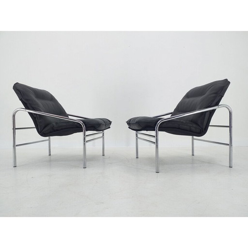 Pair of vintage black armchairs, Germany 1970