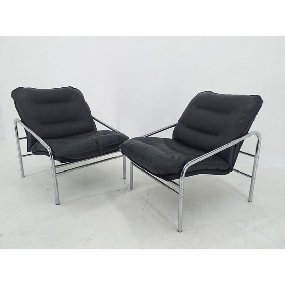 Image 1 of Pair of vintage black armchairs, Germany 1970