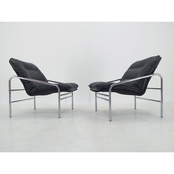 Image 1 of Pair of vintage black armchairs, Germany 1970