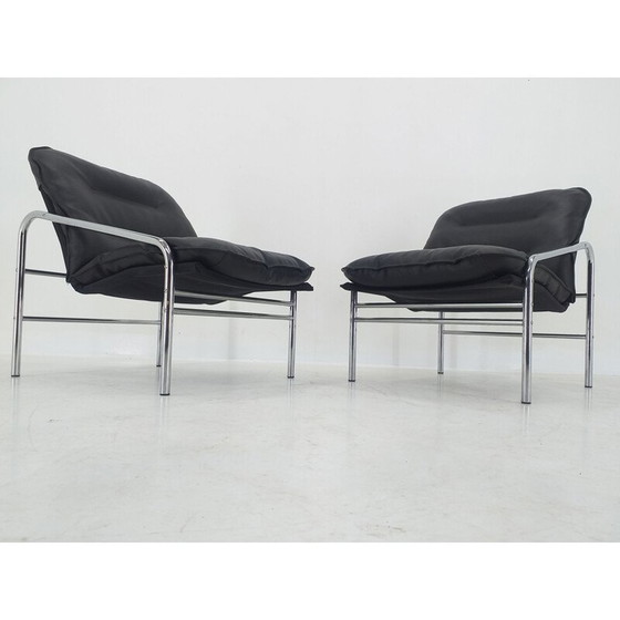 Image 1 of Pair of vintage black armchairs, Germany 1970