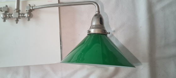 Image 1 of Vintage/Industrial Silver Green Hanging or floor lamp Billiard lamp
