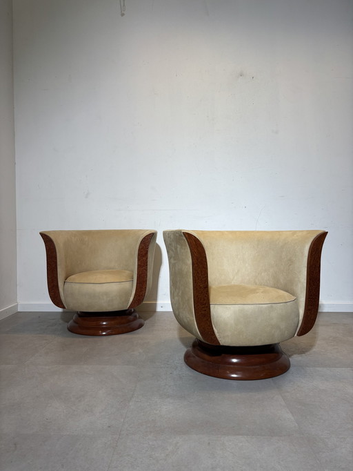 Pair “Hotel Le Malandre” Art Deco Tulip Chairs