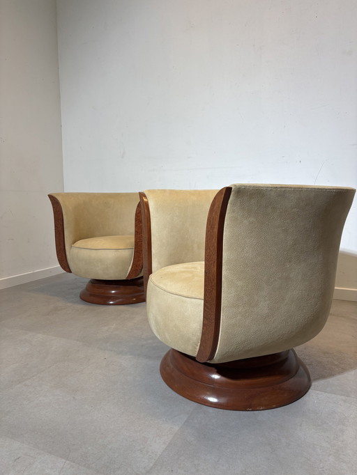 Pair “Hotel Le Malandre” Art Deco Tulip Chairs