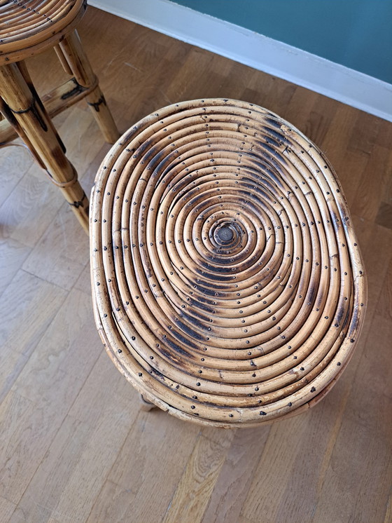 Image 1 of Pair Of Rattan Stools