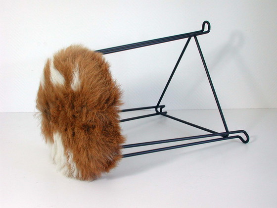 Image 1 of Tomado Mid-Century Tripod Goatskin Stool by Jan Van Der Togt