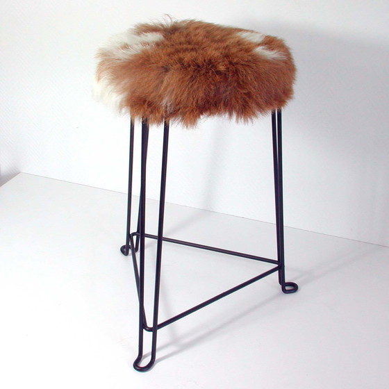 Image 1 of Tomado Mid-Century Tripod Goatskin Stool by Jan Van Der Togt