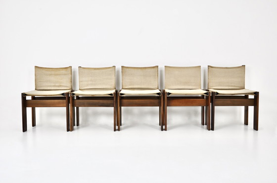 Image 1 of Chaises de salle à manger Monk par Afra & Tobia Scarpa pour Molteni, 1970S, ensemble de 5