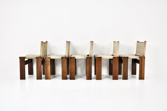 Image 1 of Chaises de salle à manger Monk par Afra & Tobia Scarpa pour Molteni, 1970S, ensemble de 5