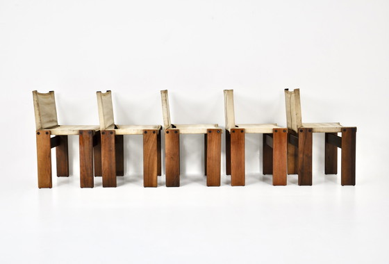 Image 1 of Chaises de salle à manger Monk par Afra & Tobia Scarpa pour Molteni, 1970S, ensemble de 5