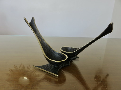 Walter Bosse Pipe Holder "Les Hirondelles" In Bronze 50's