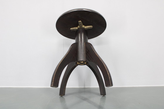 Image 1 of 1950S Piano Adjustable Wooden Stool, Czechoslovakia 