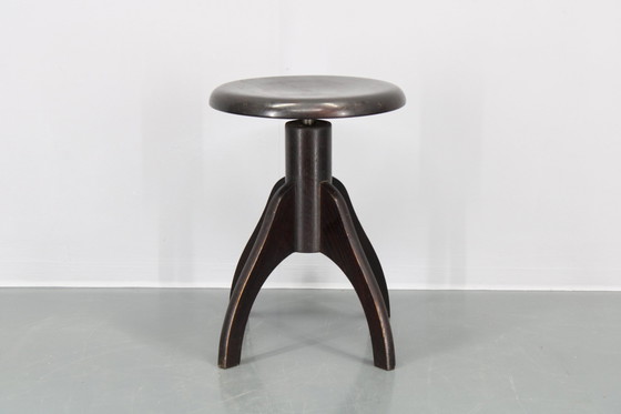 Image 1 of 1950S Piano Adjustable Wooden Stool, Czechoslovakia 