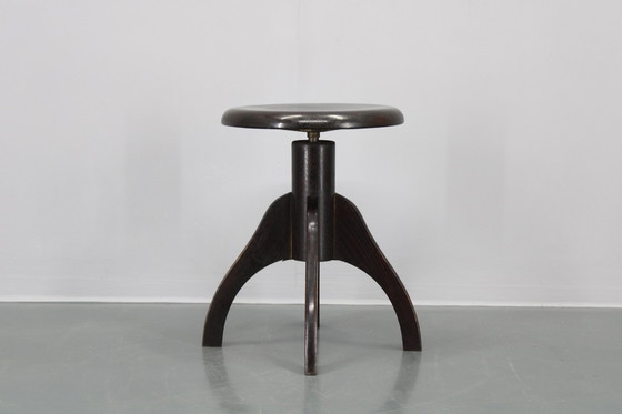 Image 1 of 1950S Piano Adjustable Wooden Stool, Czechoslovakia 