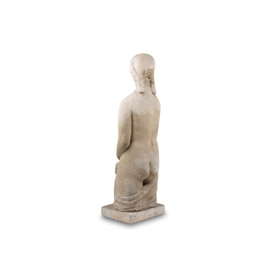 Image 1 of Vintage limestone sculpture representing Mary Magdalene, France 1940