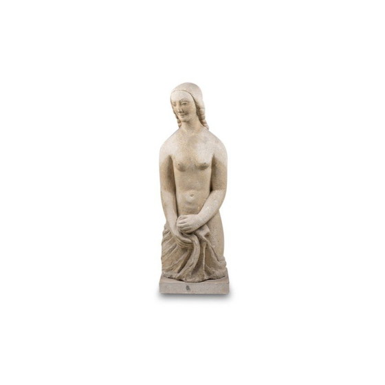 Image 1 of Vintage limestone sculpture representing Mary Magdalene, France 1940