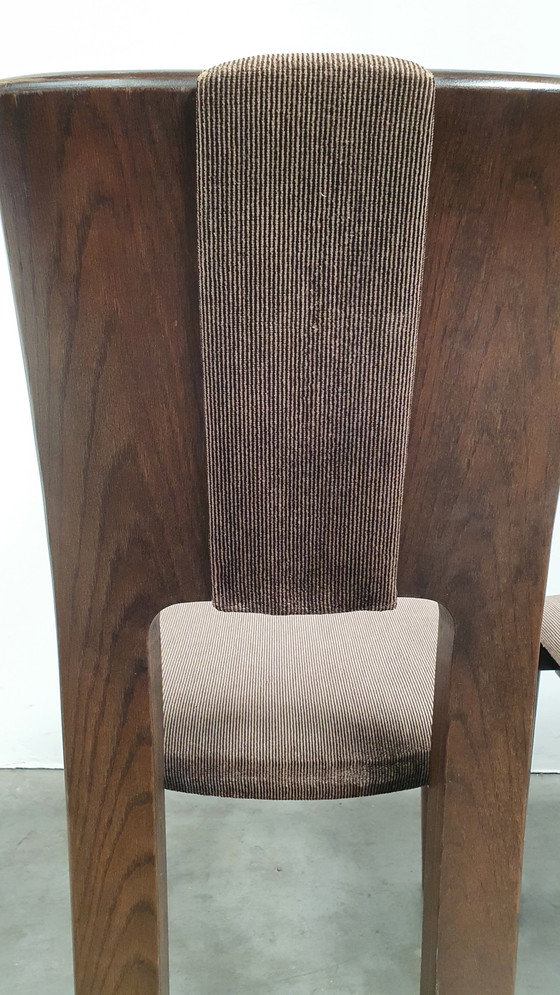 Image 1 of 6x brutalist houten vintage design stoelen 70s