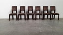 6x brutalist houten vintage design stoelen 70s