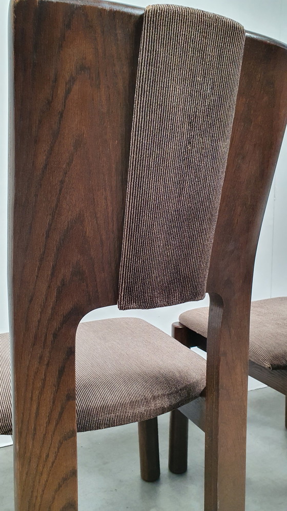 Image 1 of 6x brutalist houten vintage design stoelen 70s