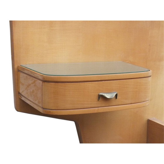 Image 1 of Vintage bed with lamp Arteluce by Gino Sarfatti for Silvio Cavatorta 1950