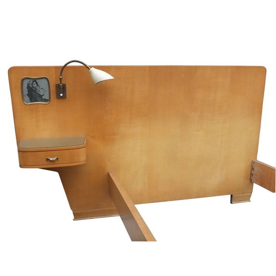 Image 1 of Vintage bed with lamp Arteluce by Gino Sarfatti for Silvio Cavatorta 1950