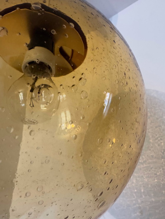 Image 1 of Chandelier Amber Bubbled Glass 70s