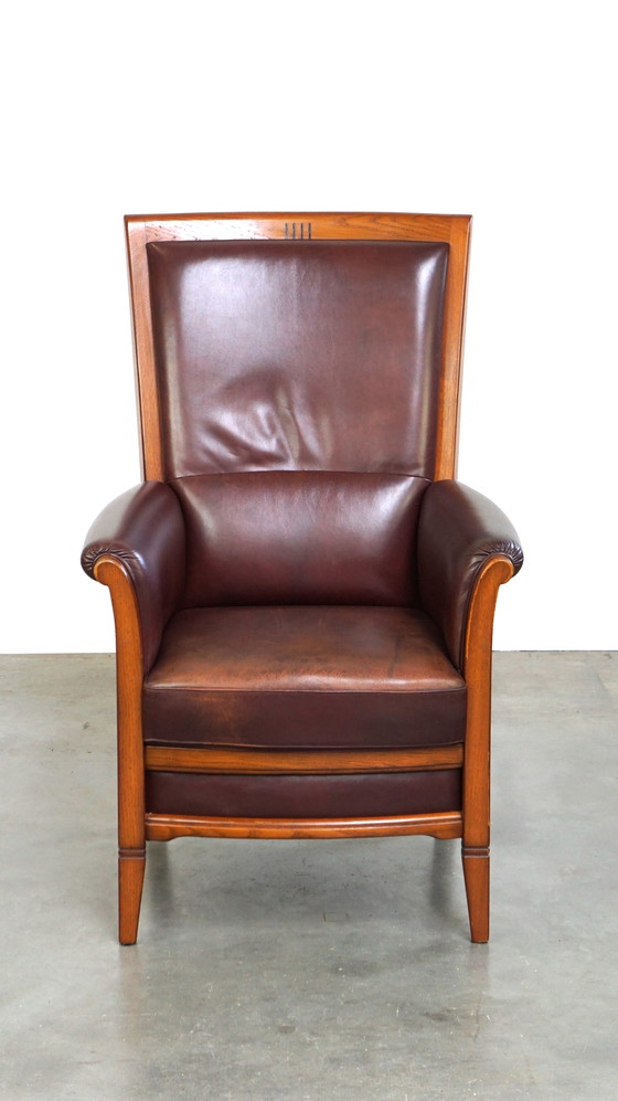 Image 1 of Beef leather armchair with high back in Artdeco style