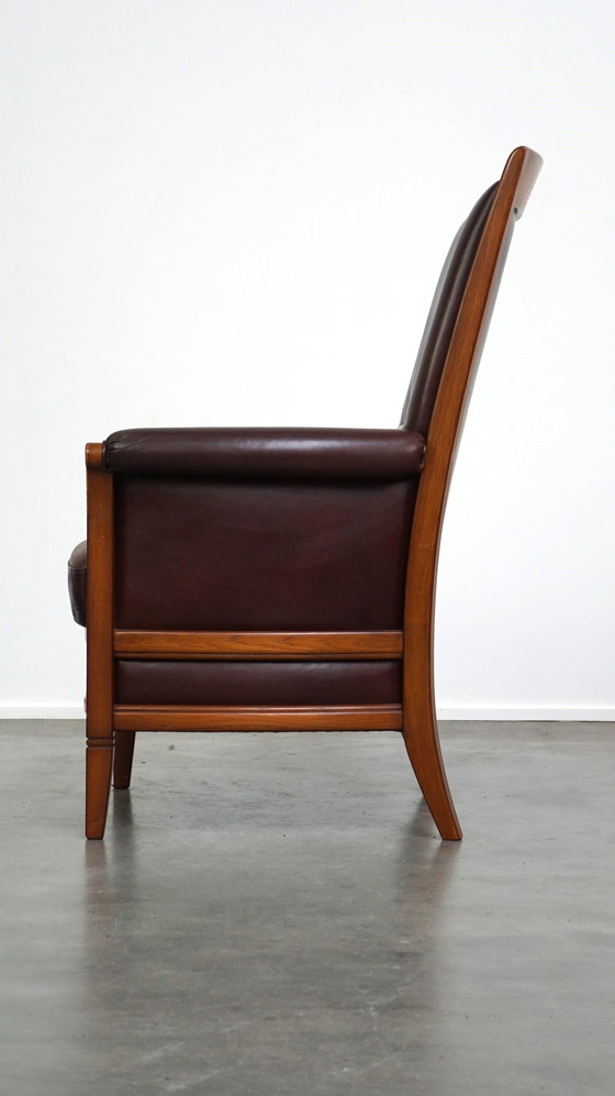 Image 1 of Beef leather armchair with high back in Artdeco style