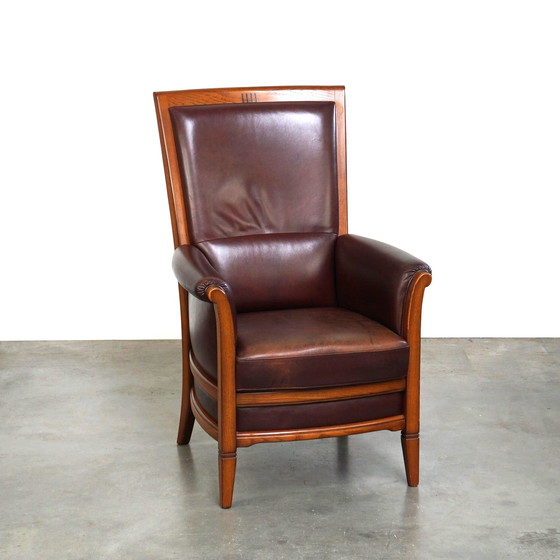 Image 1 of Beef leather armchair with high back in Artdeco style