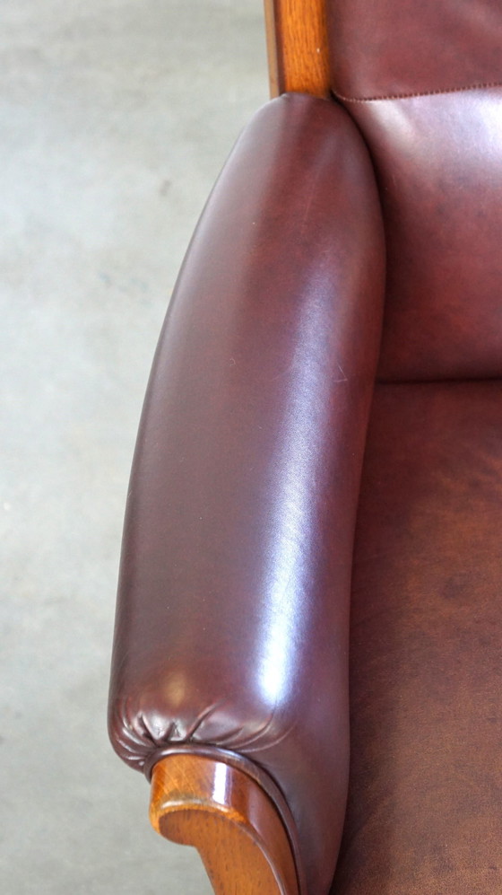 Image 1 of Beef leather armchair with high back in Artdeco style