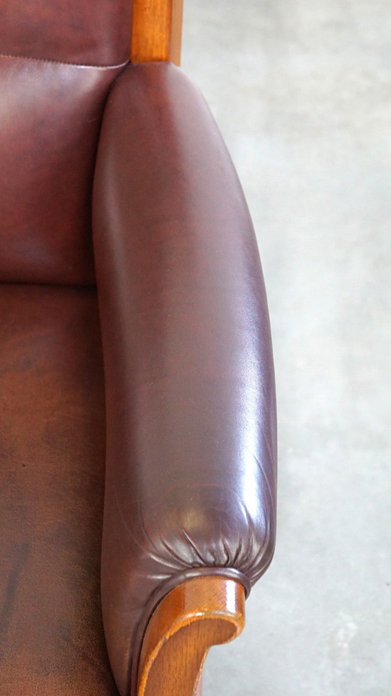 Image 1 of Beef leather armchair with high back in Artdeco style