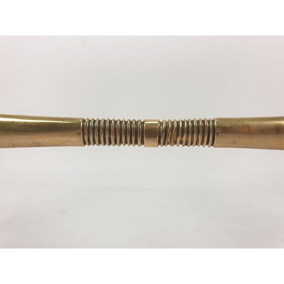 Image 1 of Tavolino da caffè vintage con base in vetro acidato e ottone, Italia 1960