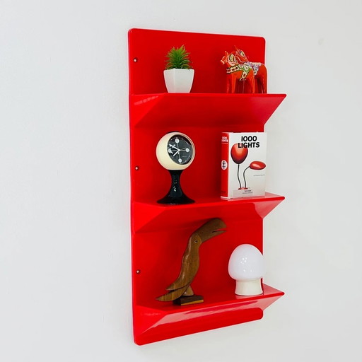 2x Space Age IKEA 'Kämpe' Wall Shelf - Red