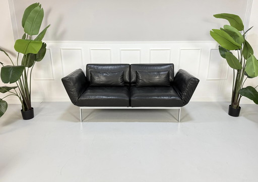 Brühl Roro Soft Sofa Leather Black Couch Sofa Bed