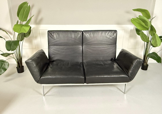 Image 1 of Brühl Roro Soft Sofa Leather Black Couch Sofa Bed