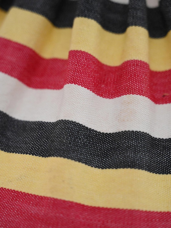 Image 1 of 1940S Scandinavian Wall Lamp With Extendable Wooden Arm And Striped Fabric Lampshade