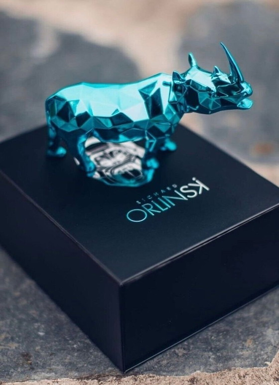 Image 1 of Richard Orlinski Rhino Spirit Azur