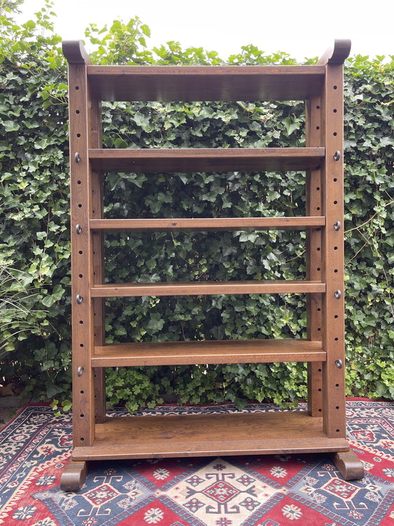 Image 1 of Wabi-Sabi Brutalist Solid Oak Wall Unit/Bookcase