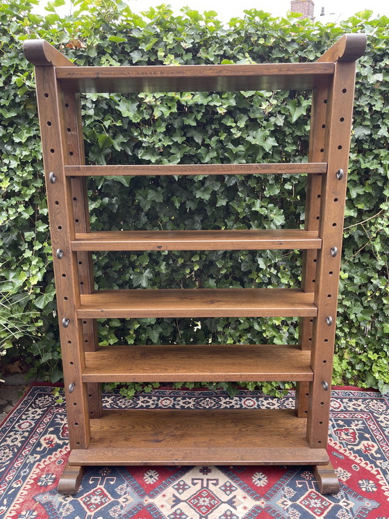 Image 1 of Wabi-Sabi Brutalist Solid Oak Wall Unit/Bookcase