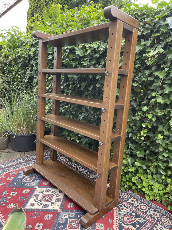 Image 1 of Wabi-Sabi Brutalist Solid Oak Wall Unit/Bookcase