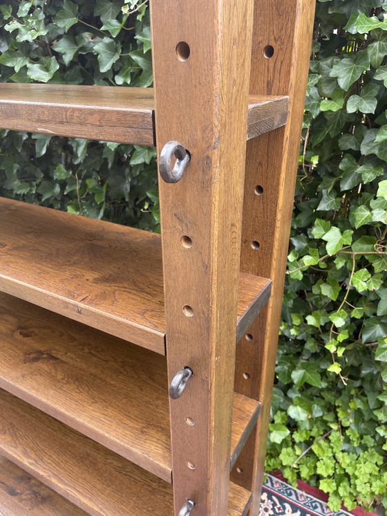 Image 1 of Wabi-Sabi Brutalist Solid Oak Wall Unit/Bookcase