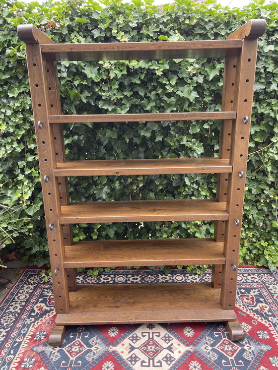 Image 1 of Wabi-Sabi Brutalist Solid Oak Wall Unit/Bookcase