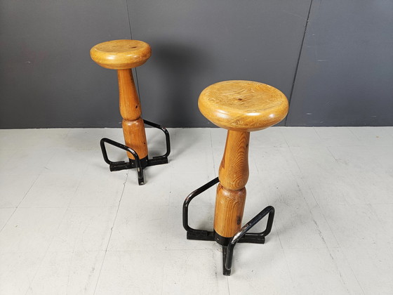 Image 1 of Mid Century Brutalist Bar Stools, 1960S - Set Of 7