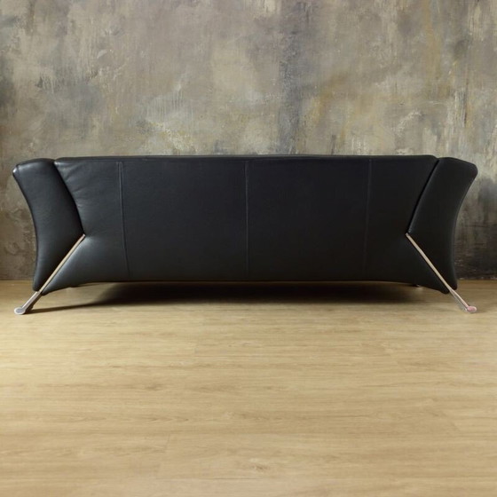 Image 1 of Vintage 3-seater black leather sofa by Rolf Benz 2000