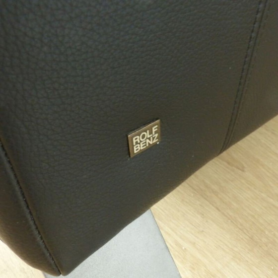 Image 1 of Vintage 3-seater black leather sofa by Rolf Benz 2000