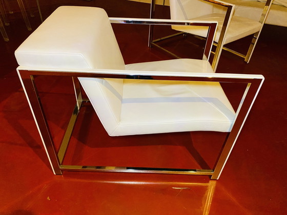 Image 1 of 2 Rivolta "Ego" White Leather Armchairs