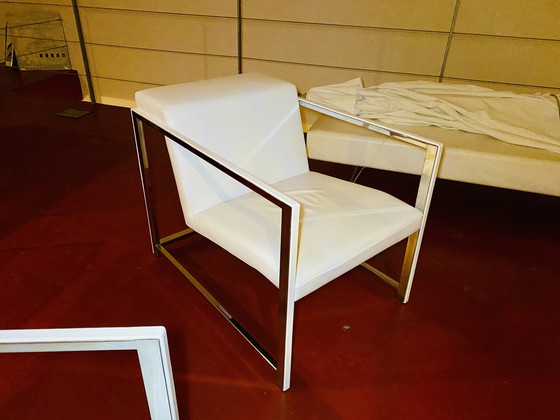 Image 1 of 2 Rivolta "Ego" White Leather Armchairs