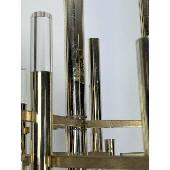 Image 1 of Vintage 15-light chrome steel and plexiglass chandelier for Sciolari, Italy 1960