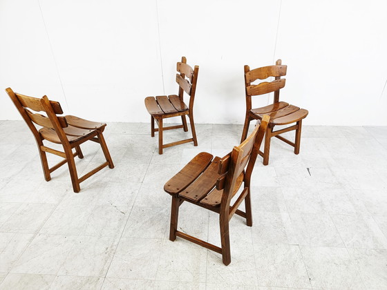 Image 1 of 4x Vintage brutalist dining chairs